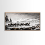 Elk, Wildlife, Mountain, Framed Canvas Print, Rustic Lodge Art, Winter Nature Scene, Cabin Wall Decor, Hunting Artwork, Western Aesthetic