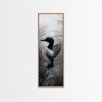 Water Loon, Lake Bird, Floating Wildlife, Nature Stillness, Serene Waterfowl Framed Canvas Print, Cabin Wall Art Rustic Lakehouse Decor