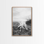 Campfire, Beach, Smoke, Glow - Cozy outdoor scene with flickering flame, Canvas Print, perfect rustic cabin or camping decor, Autumn Wall Art
