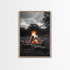 Firewood Blaze, Autumn Campfire, Outdoor Canvas Print, Cozy Cabin Wall Art, Rustic Nature Decor, Adventure Wall Accent