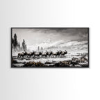 Elk, Wildlife, Mountain, Framed Canvas Print, Rustic Lodge Art, Winter Nature Scene, Cabin Wall Decor, Hunting Artwork, Western Aesthetic