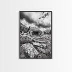 Rustic Cabin, Mountain Hideaway, Stormy Sky, Nature Lodge Decor, Framed Canvas Print, Autumn Vibes, Cozy Wall Art, Rustic Home Style