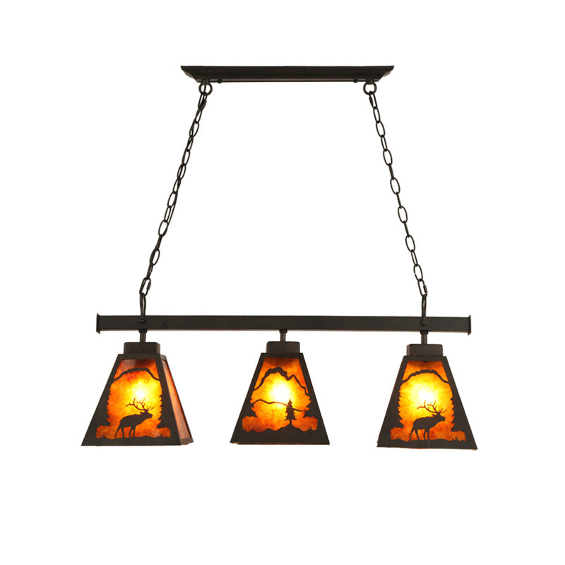 DecorBites™ Rustic Trapezoid Metal Pendant Light - 3 Lights - Ideal for Dining Room & Island Lighting