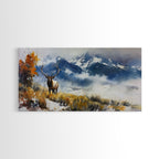 Majestic Elk in Mountain Landscape with Fall Foliage, Stunning Framed Canvas Print, Living Room Art, Rustic Bedroom Decor, Wall Art