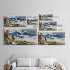Majestic Elk in Mountain Landscape with Fall Foliage, Stunning Framed Canvas Print, Living Room Art, Rustic Bedroom Decor, Wall Art