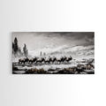 Elk, Wildlife, Mountain, Framed Canvas Print, Rustic Lodge Art, Winter Nature Scene, Cabin Wall Decor, Hunting Artwork, Western Aesthetic