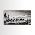 Elk, Wildlife, Mountain, Framed Canvas Print, Rustic Lodge Art, Winter Nature Scene, Cabin Wall Decor, Hunting Artwork, Western Aesthetic