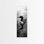 Water Loon, Lake Bird, Floating Wildlife, Nature Stillness, Serene Waterfowl Framed Canvas Print, Cabin Wall Art Rustic Lakehouse Decor