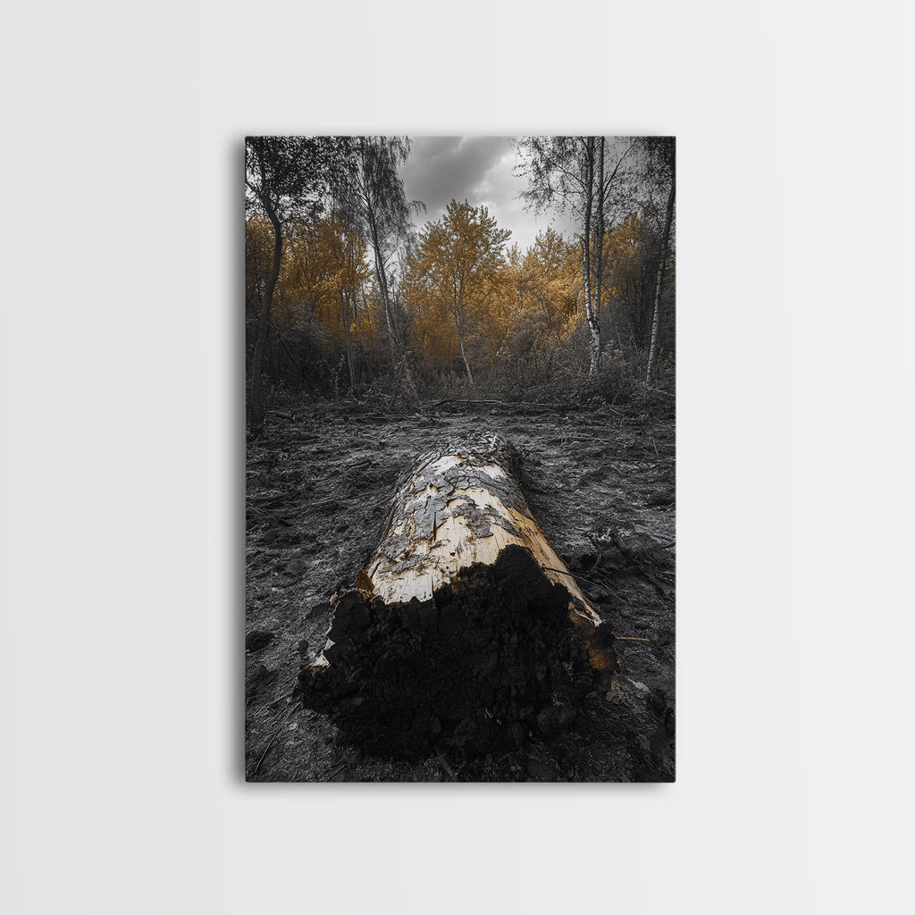 Fallen Log, Autumn Forest, Nature Transition, Framed Canvas Print, Rustic Fall Decor, Cabin Wall Art, Woodland Photography