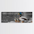 Duck Family, Nature Scene, Wildlife Birds, Lake Reflections, Framed Canvas Print, Nursery Decor, Cozy Art, Nature Lover Gift