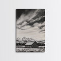 Rustic Cabin, Smoky Mountain Art, Black and White Landscape, Western Wall Art, Wabi Sabi Art, Farmhouse Decor, Canvas Print