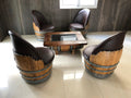 Wine Barrel Coffee Table Set with 4 Chairs - Rustic Whiskey Barrel Furniture Set - Handmade Solid Oak - Free Shipping
