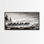 Elk, Wildlife, Mountain, Framed Canvas Print, Rustic Lodge Art, Winter Nature Scene, Cabin Wall Decor, Hunting Artwork, Western Aesthetic