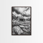 Rustic Cabin, Mountain Hideaway, Stormy Sky, Nature Lodge Decor, Framed Canvas Print, Autumn Vibes, Cozy Wall Art, Rustic Home Style