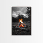 Firewood Blaze, Autumn Campfire, Outdoor Canvas Print, Cozy Cabin Wall Art, Rustic Nature Decor, Adventure Wall Accent