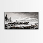 Elk, Wildlife, Mountain, Framed Canvas Print, Rustic Lodge Art, Winter Nature Scene, Cabin Wall Decor, Hunting Artwork, Western Aesthetic