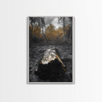 Fallen Log, Autumn Forest, Nature Transition, Framed Canvas Print, Rustic Fall Decor, Cabin Wall Art, Woodland Photography