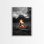 Firewood Blaze, Autumn Campfire, Outdoor Canvas Print, Cozy Cabin Wall Art, Rustic Nature Decor, Adventure Wall Accent
