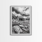 Rustic Cabin, Mountain Hideaway, Stormy Sky, Nature Lodge Decor, Framed Canvas Print, Autumn Vibes, Cozy Wall Art, Rustic Home Style
