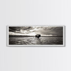 Bison River, Prairie Storm, American West, Framed Canvas Print, Rustic Nature Art, Fall Living Room Decor, Wildlife Photography