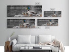 Duck Family, Nature Scene, Wildlife Birds, Lake Reflections, Framed Canvas Print, Nursery Decor, Cozy Art, Nature Lover Gift