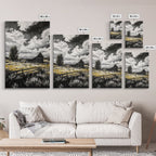 Rustic Barn, Farmhouse Art, Canvas Print, rustic wall art, barn landscape oil painting, smoky mountain art, wabi sabi wall art, vintage Christmas