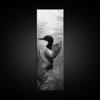 Water Loon, Lake Bird, Floating Wildlife, Nature Stillness, Serene Waterfowl Framed Canvas Print, Cabin Wall Art Rustic Lakehouse Decor
