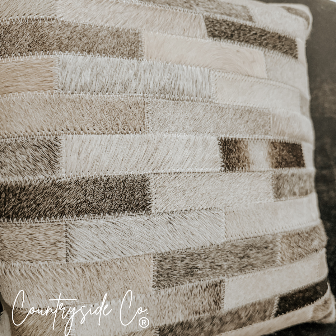 Patchwork Cowhide Throw Pillow Cover