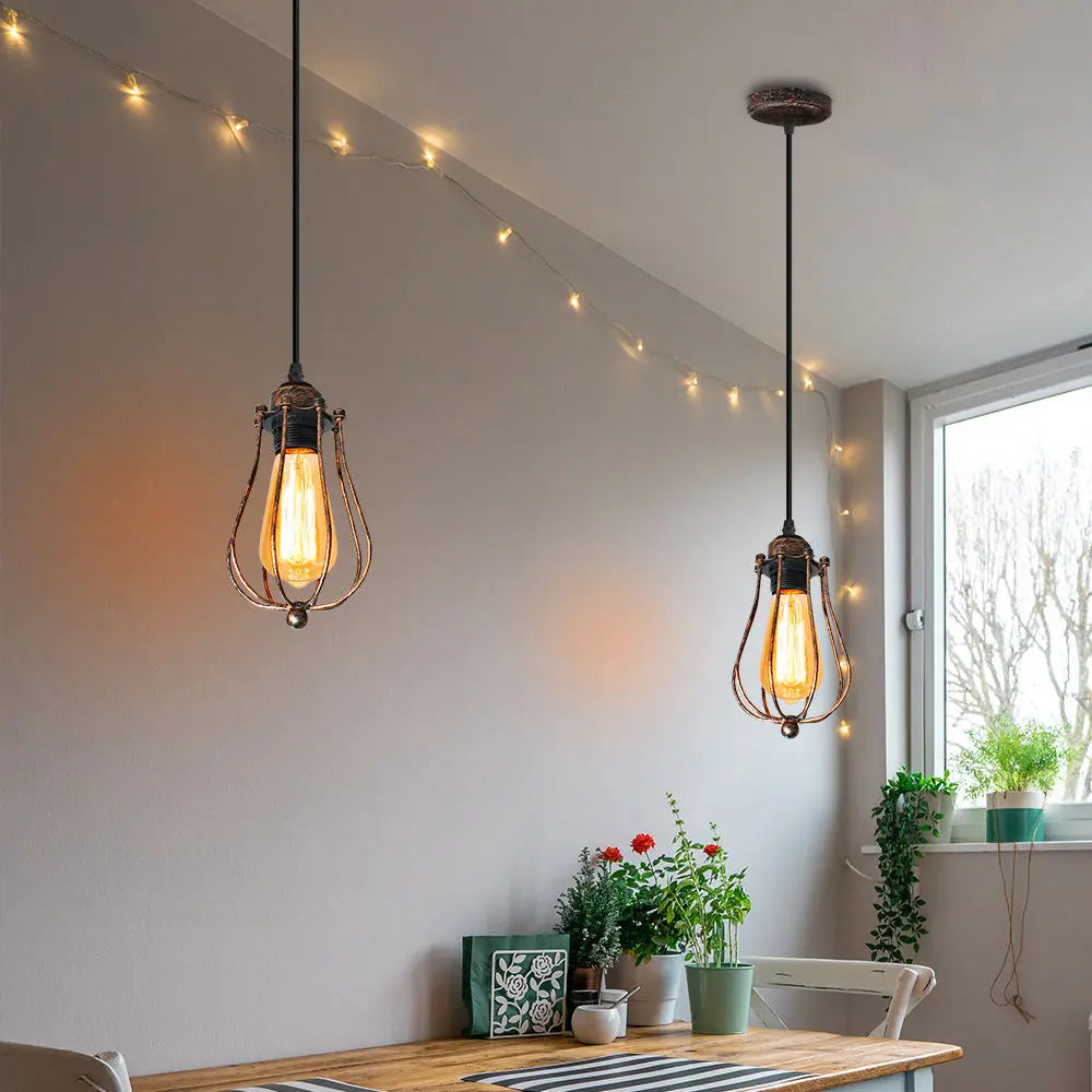 DecorBites™ Adjustable Industrial Wall Light Rustic Wire Metal Cage Sconce