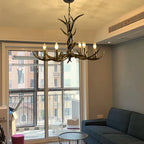 DecorBites™ Antler Resin Chandelier: American Country Retro Style LED Hanging Lamp