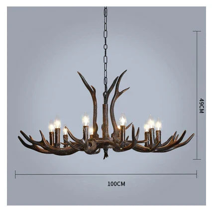 DecorBites™ Antler Resin Chandelier: American Country Retro Style LED Hanging Lamp