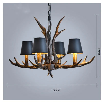DecorBites™ Antler Resin Chandelier: American Country Retro Style LED Hanging Lamp