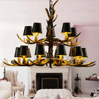 DecorBites™ Antler Resin Chandelier: American Country Retro Style LED Hanging Lamp