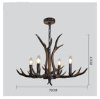 DecorBites™ Antler Resin Chandelier: American Country Retro Style LED Hanging Lamp