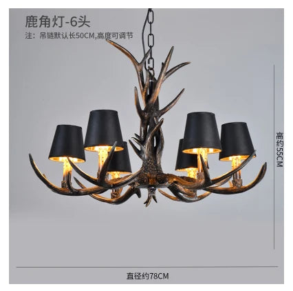 DecorBites™ Antler Chandelier Rustic Resin Restaurant Cafe Decor Vintage Art Deco Lamp