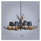DecorBites™ Antler Resin Chandelier: American Country Retro Style LED Hanging Lamp