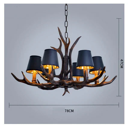 DecorBites™ Antler Chandelier: Retro Resin Pendant Lamp for Living Room, Modern Rustic Lighting