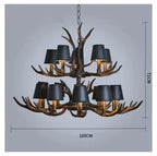 DecorBites™ Antler Resin Chandelier: American Country Retro Style LED Hanging Lamp