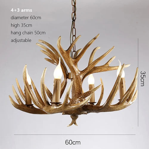 DecorBites™ Antler Chandelier: American Retro Resin Horn Deer Lamps for Rustic Indoor Decor