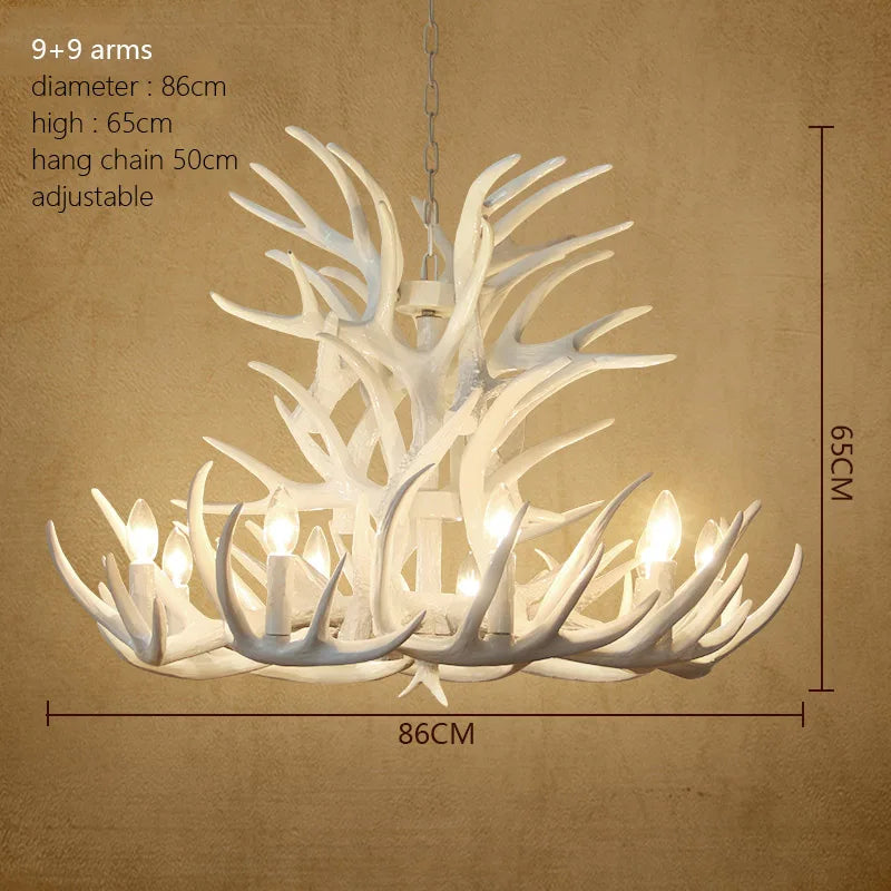 DecorBites™ Antler Chandelier: American Retro Resin Horn Deer Lamps for Rustic Indoor Decor