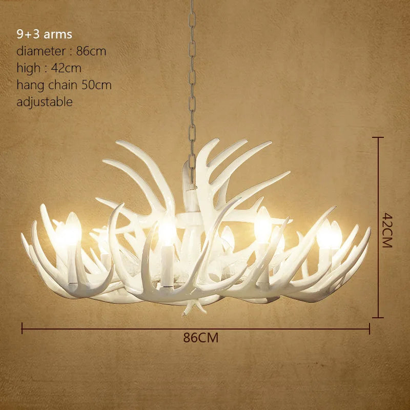 DecorBites™ Antler Chandelier: American Retro Resin Horn Deer Lamps for Rustic Indoor Decor