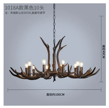 DecorBites™ Antler Chandelier Rustic Resin Restaurant Cafe Decor Vintage Art Deco Lamp