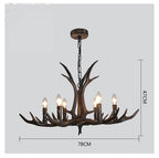 DecorBites™ Antler Resin Chandelier: American Country Retro Style LED Hanging Lamp