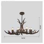 DecorBites™ Antler Resin Chandelier: American Country Retro Style LED Hanging Lamp