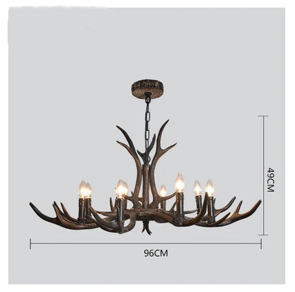 DecorBites™ Antler Resin Chandelier: American Country Retro Style LED Hanging Lamp