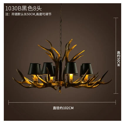 DecorBites™ Antler Chandelier Rustic Resin Restaurant Cafe Decor Vintage Art Deco Lamp