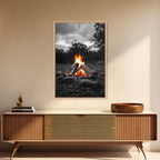 Firewood Blaze, Autumn Campfire, Outdoor Canvas Print, Cozy Cabin Wall Art, Rustic Nature Decor, Adventure Wall Accent