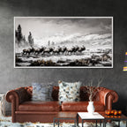 Elk, Wildlife, Mountain, Framed Canvas Print, Rustic Lodge Art, Winter Nature Scene, Cabin Wall Decor, Hunting Artwork, Western Aesthetic