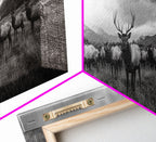 Elk Herd, Mountain Wild, Autumn Majesty, Framed Canvas Print, Rustic Cabin Decor, Wildlife Lover Gift, Fall Nature Wall Art