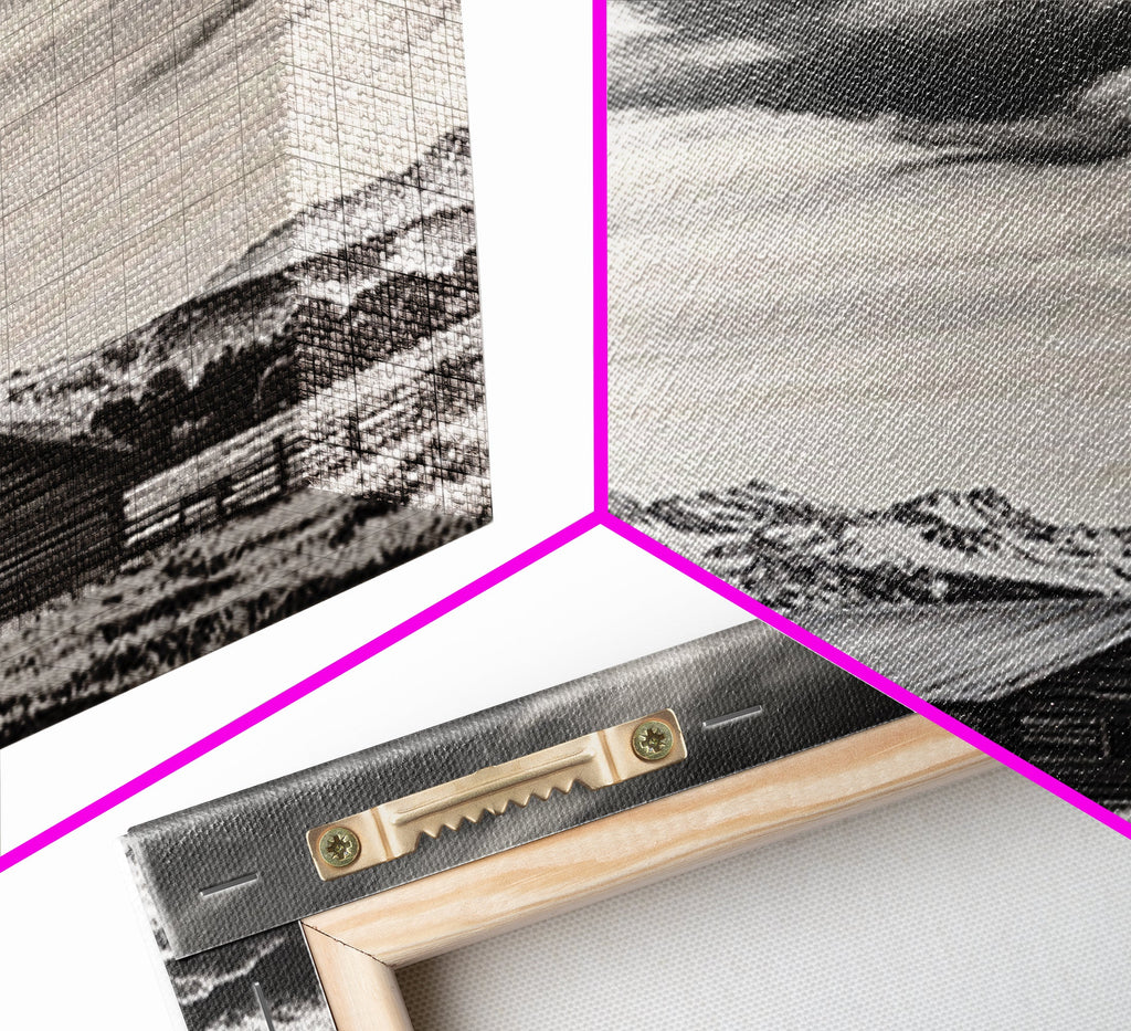 Rustic Cabin, Smoky Mountain Art, Black and White Landscape, Western Wall Art, Wabi Sabi Art, Farmhouse Decor, Canvas Print